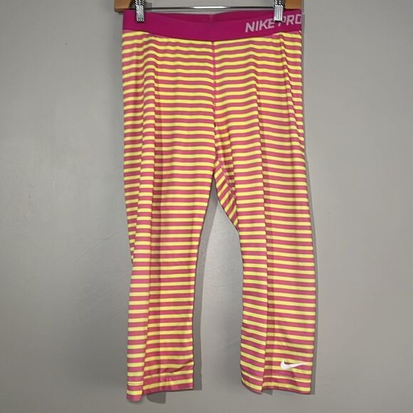 Nike Pro Dri Fit women’s sz large striped sport leggingsp - Picture 3 of 9